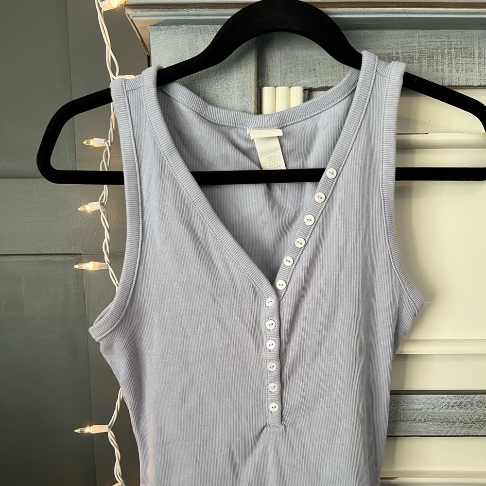 Baby blue button tank